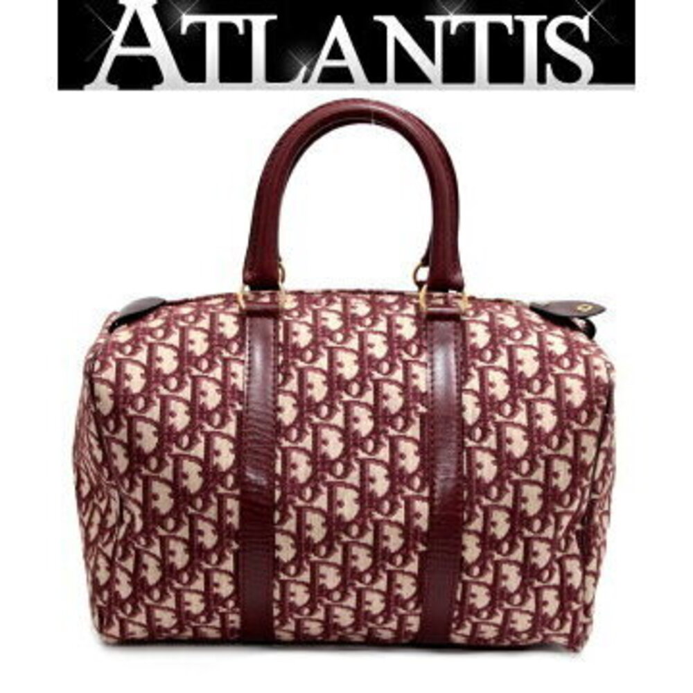 Christian Dior Trotter Boston Bag Red Jacquard